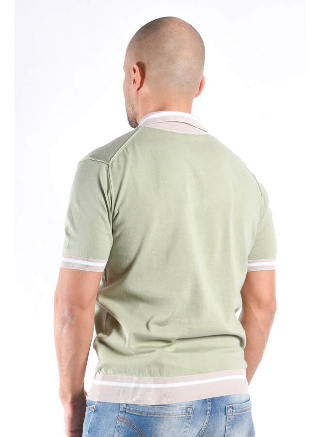 Peuterey SS25 - Rolle Rig Knit Polo - Light Green