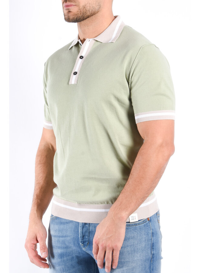 Peuterey SS25 - Rolle Rig Knit Polo - Light Green
