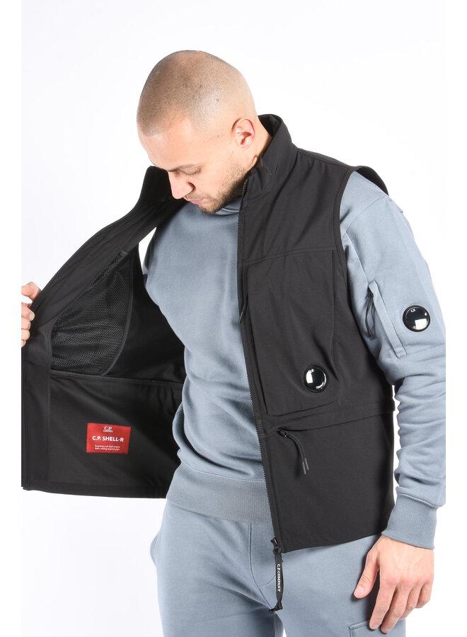 CP Company SS25 - Soft Shell Hooded Bodywarmer - Black