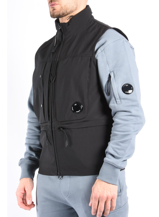 CP Company SS25 - Soft Shell Hooded Bodywarmer - Black
