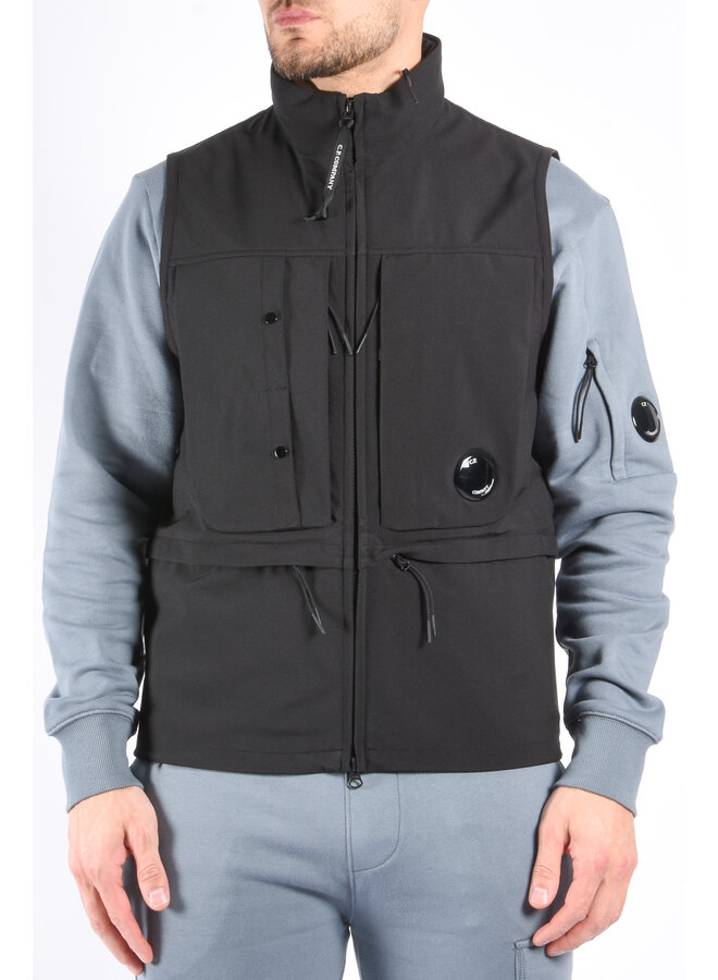 CP Company SS25 - Soft Shell Hooded Bodywarmer - Black