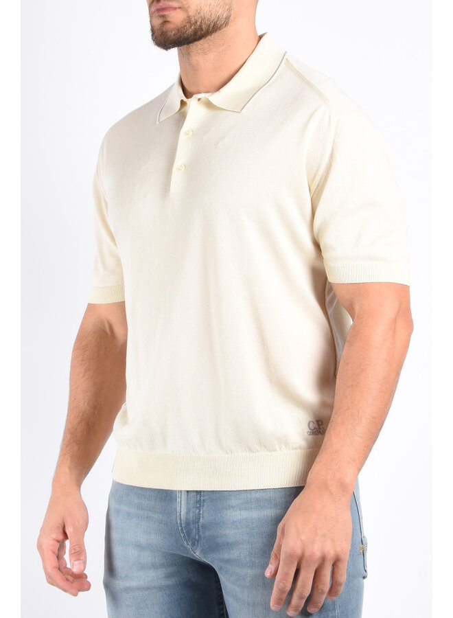 CP Company SS25 - Buttoned Polo Knit - Gauze White