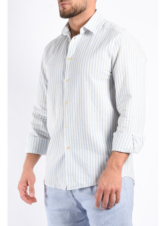 Drykorn - Linen Striped Shirt Ramis - Blue