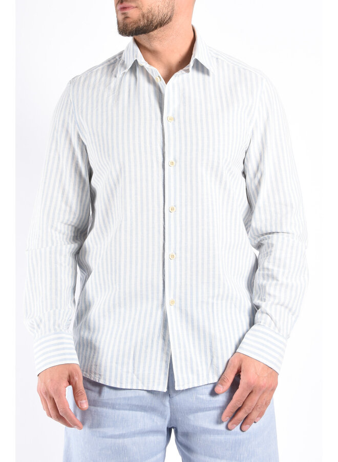 Drykorn - Linen Striped Shirt Ramis - Blue