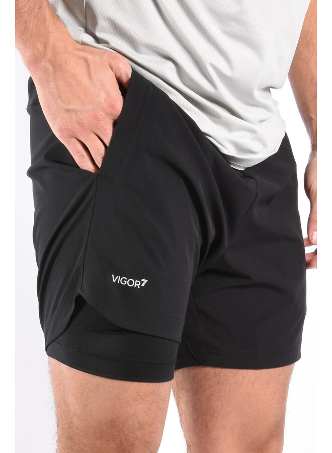 EA7 SS25 - Vigor7 Shorts 2 in 1 - Black