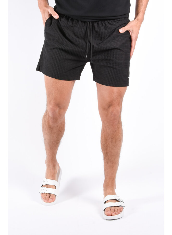 EA7 SS25 - Emporio Armani Swim Shorts Textured - Black