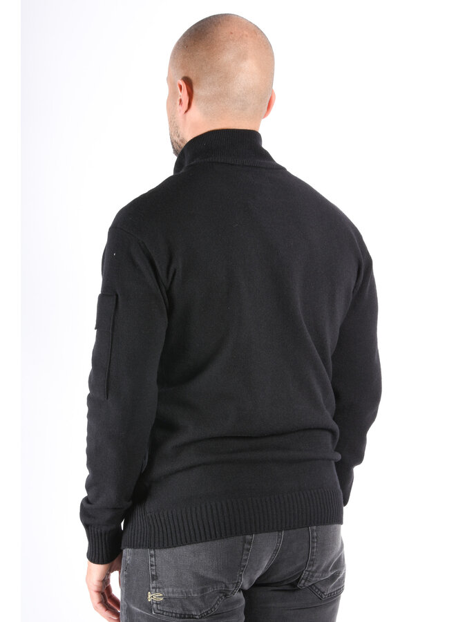 CP Company Metropolis Series Half Zip Extrafine Merino Wool Black