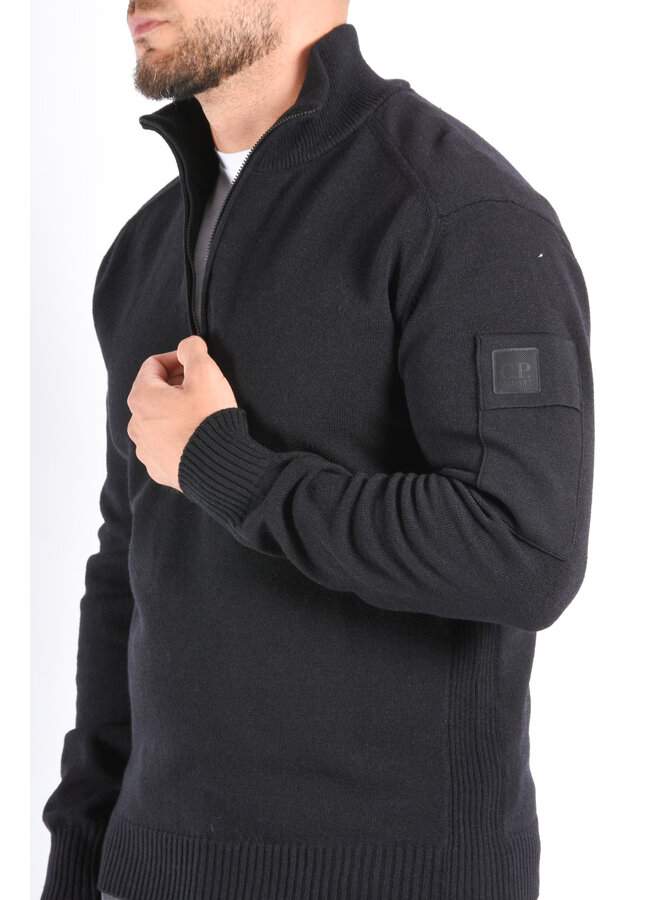 CP Company Metropolis Series Half Zip Extrafine Merino Wool Black
