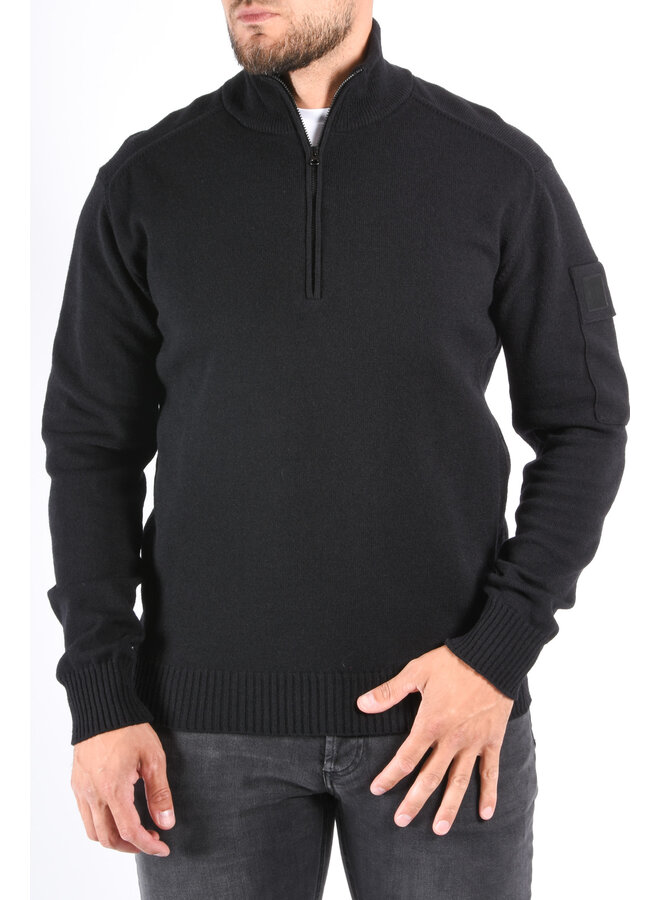 CP Company Metropolis Series Half Zip Extrafine Merino Wool Black