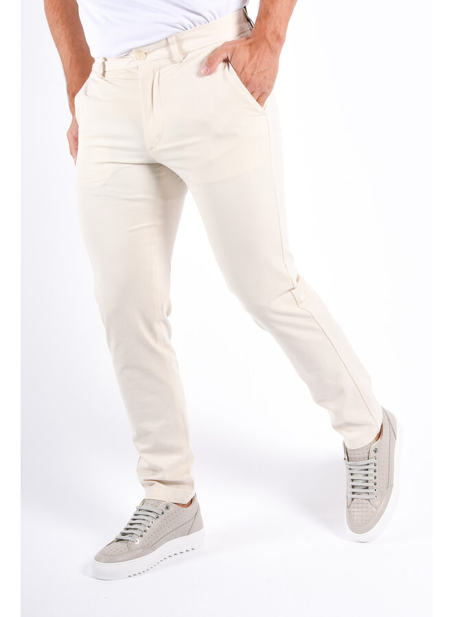 BOSS - Slim Fit Stretch Cotton Trousers P Kaiton1 Zip - Beige