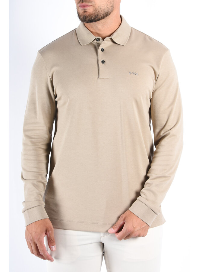 BOSS - Polo Longsleeve Pado 30 - Dark Beige