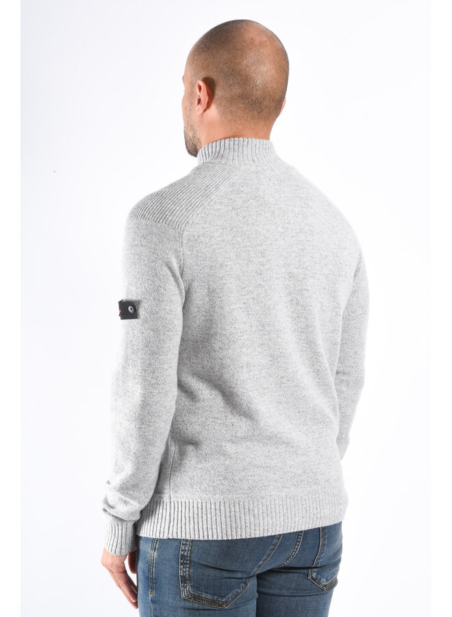 Peuterey FW25 - Braille 03 Half Zip Wool Knit Sweater - Grey Melange