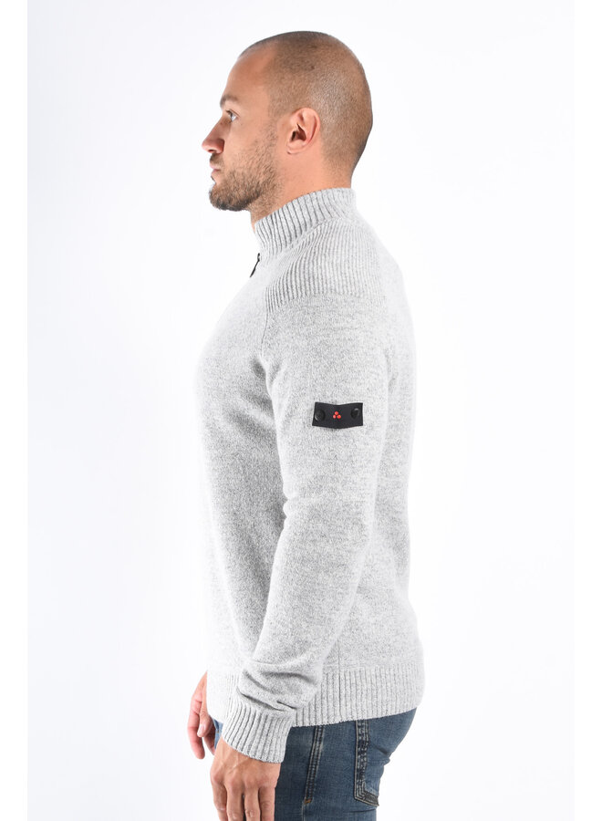 Peuterey FW25 - Braille 03 Half Zip Wool Knit Sweater - Grey Melange