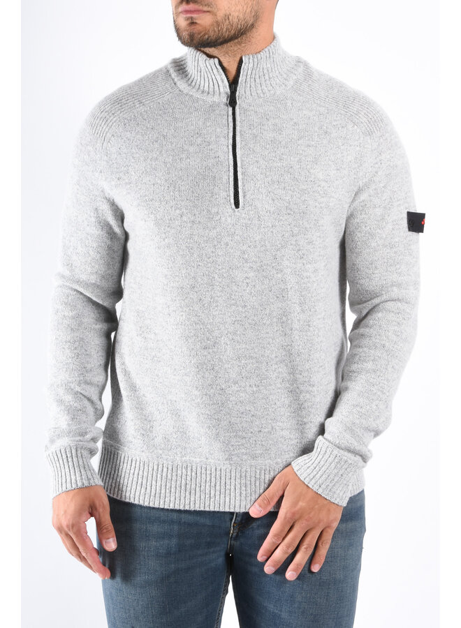 Peuterey FW25 - Braille 03 Half Zip Wool Knit Sweater - Grey Melange