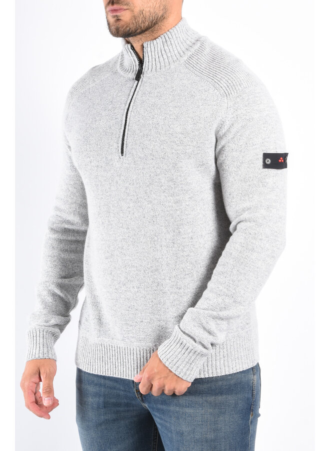 Peuterey FW25 - Braille 03 Half Zip Wool Knit Sweater - Grey Melange