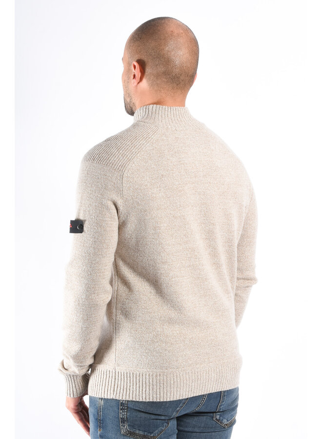 Peuterey FW25 - Braille 03 Half Zip Wool Knit Sweater - Beige Melange