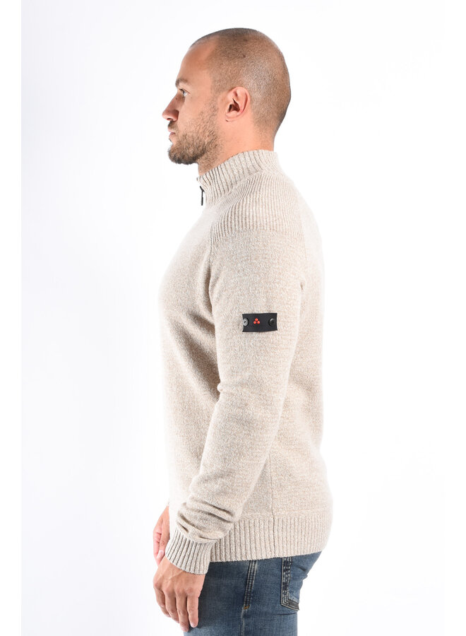 Peuterey FW25 - Braille 03 Half Zip Wool Knit Sweater - Beige Melange