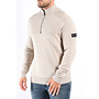 Peuterey FW25 - Braille 03 Half Zip Wool Knit Sweater - Beige Melange