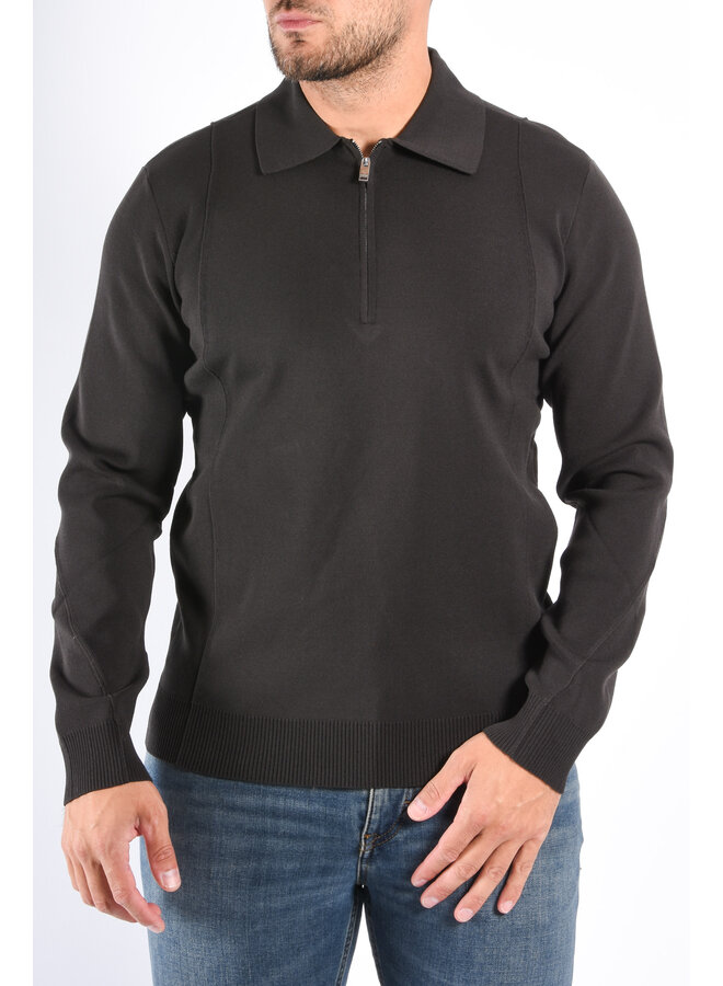 Drykorn FW25 - Half Zip Longsleeve Knit Polo Gavvin - Brown