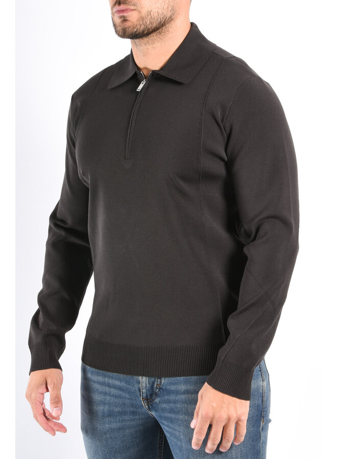 Drykorn FW25 - Half Zip Longsleeve Knit Polo Gavvin - Brown