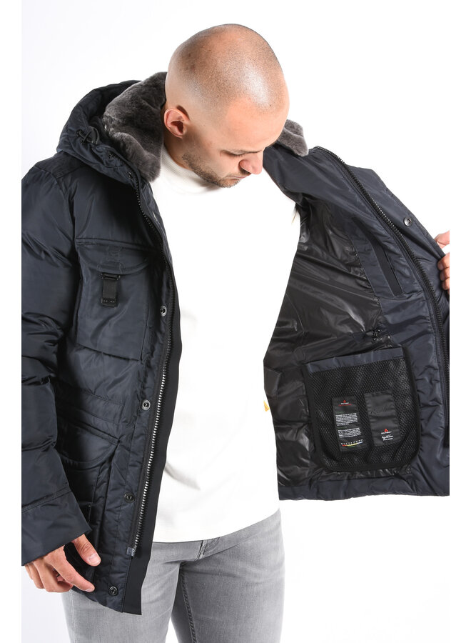 Peuterey FW25 - Aiptek NBE 03 Fur Jacket - Dark Blue