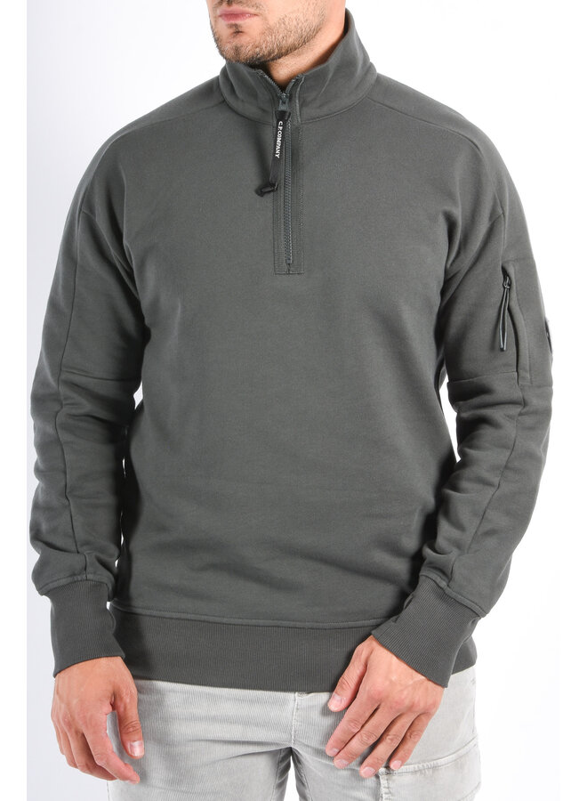 CP Company FW25 - Diagonal Raised Fleece Half Zip Sweater - Dark Shadow