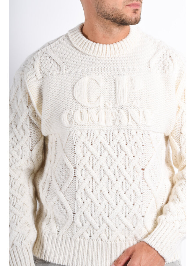 CP Company FW25 - Soft Shetland Wool Sweater - Gauze White