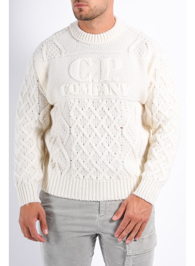 CP Company FW25 - Soft Shetland Wool Sweater - Gauze White
