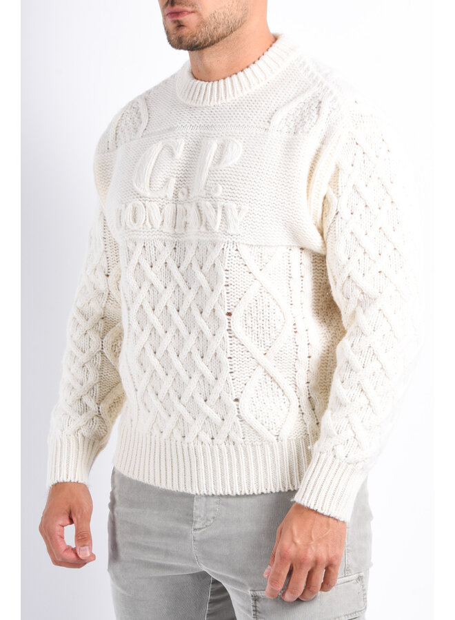 CP Company FW25 - Soft Shetland Wool Sweater - Gauze White