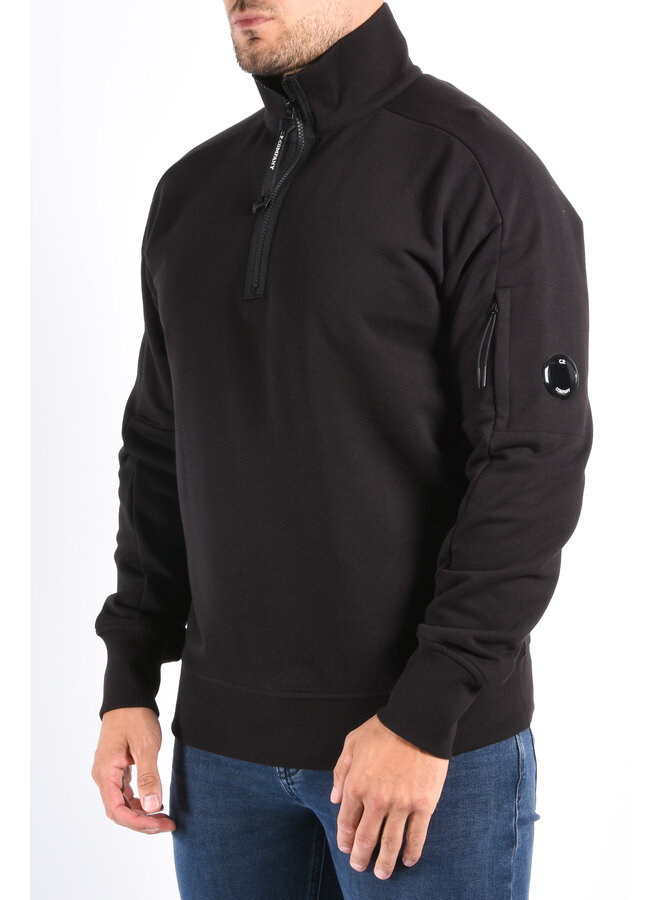 CP Company FW25 - Diagonal Raised Fleece Half Zip Sweater - Black