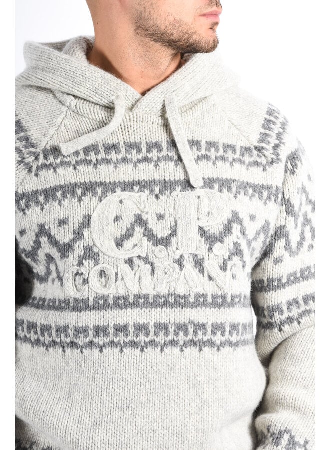 CP Company FW25 - Jacquard Wool Hoodie - Grey
