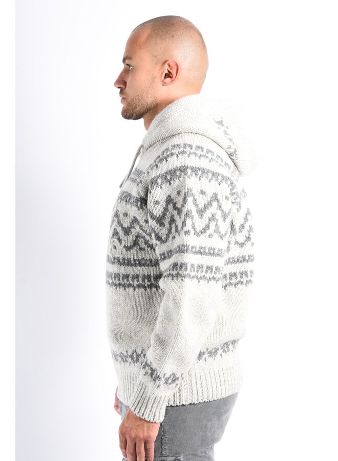 CP Company FW25 - Jacquard Wool Hoodie - Grey