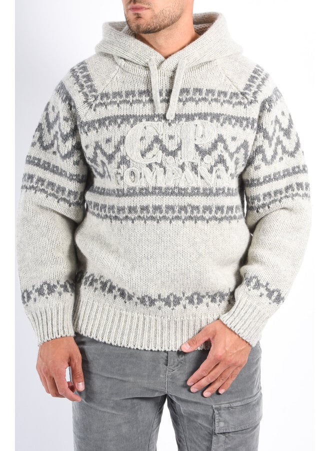 CP Company FW25 - Jacquard Wool Hoodie - Grey