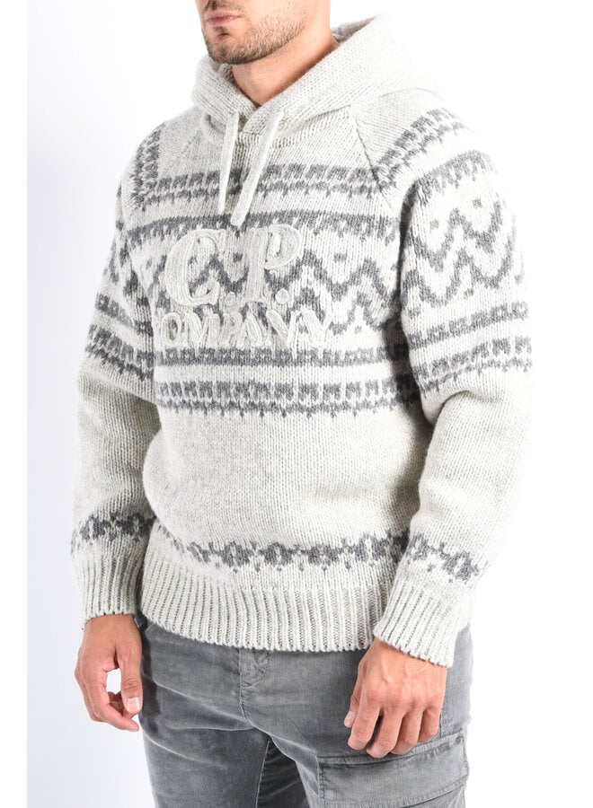 CP Company FW25 - Jacquard Wool Hoodie - Grey
