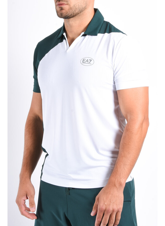 EA7 FW25 - Sport Polo Ventus7 7M000842 - White / Green