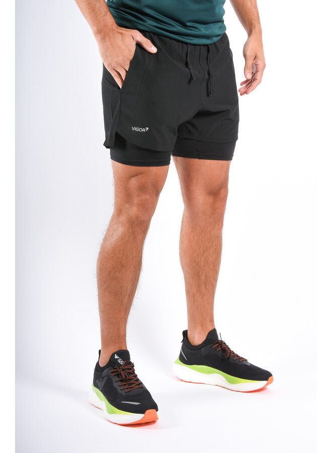EA7 FW25 - 2in1 Vigor7 Sport Shorts 8NPS09 - Black