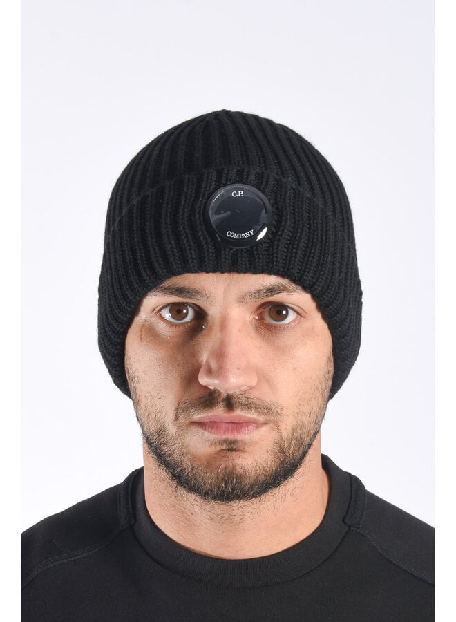CP Company FW25 - Extrafine Merino Wool Lens Hat - Black