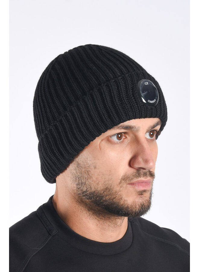 CP Company FW25 - Extrafine Merino Wool Lens Hat - Black