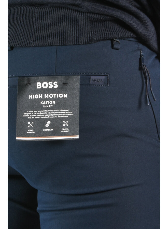 BOSS - Slim Fit Stretch Cotton Trousers P Kaiton1 Zip - Dark Blue