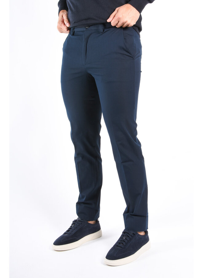 BOSS - Slim Fit Stretch Cotton Trousers P Kaiton1 Zip - Dark Blue