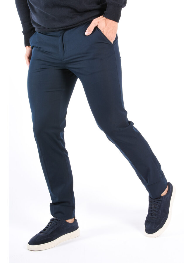 BOSS - Slim Fit Stretch Cotton Trousers P Kaiton1 Zip - Dark Blue