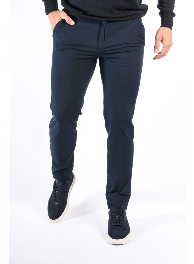BOSS - Slim Fit Stretch Cotton Trousers P Kaiton1 Zip - Dark Blue