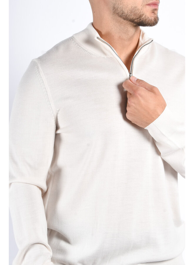 BOSS FA25 - Knit Half Zip Sweater Ebenji - Beige