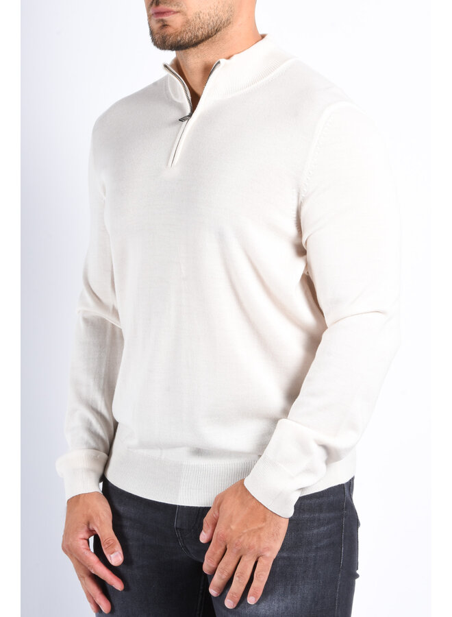 BOSS FA25 - Knit Half Zip Sweater Ebenji - Beige