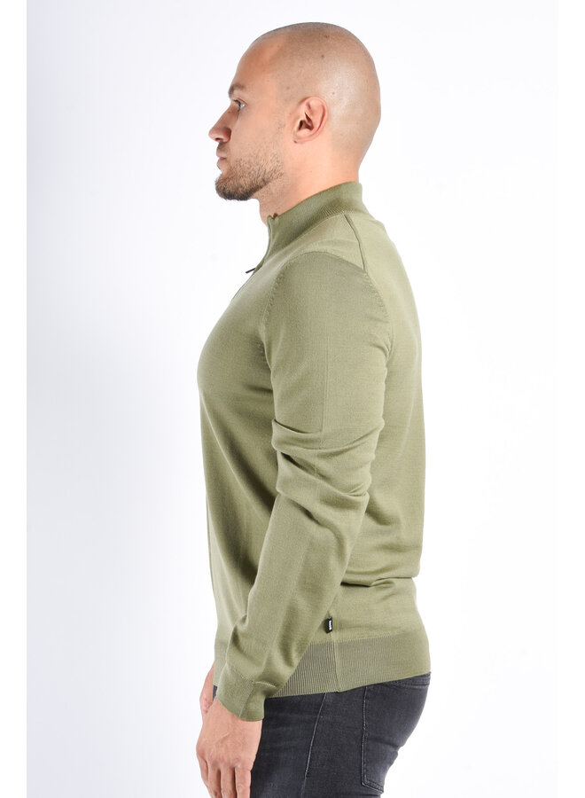 BOSS FA25 - Knit Half Zip Sweater Ebenji - Medium Green