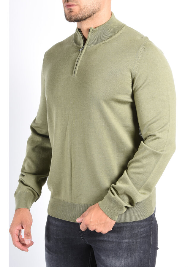 BOSS FA25 - Knit Half Zip Sweater Ebenji - Medium Green