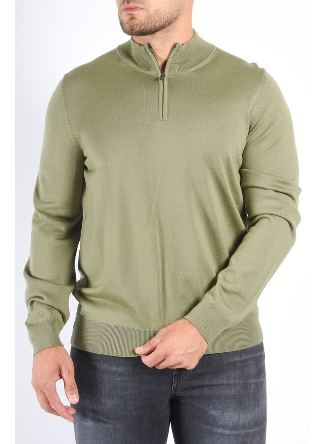 BOSS FA25 - Knit Half Zip Sweater Ebenji - Medium Green