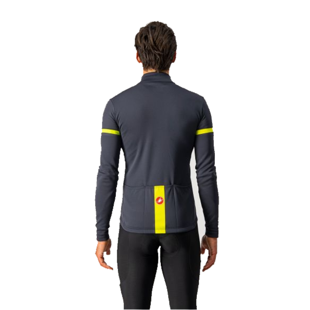 CASTELLI FONDO 2 JERSEY IN DARK GREY MET YELLOW REFLEX INZETSTROKEN