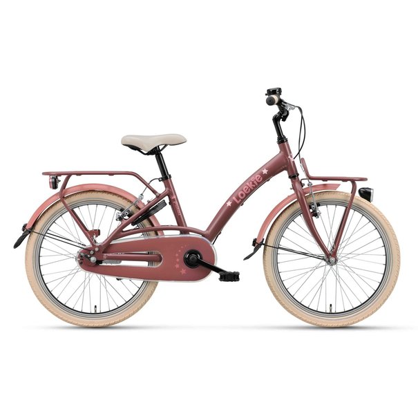 LOEKIE PRINSES 20 INCH MEISJESFIETS IN BERRY PINK REMNAAF