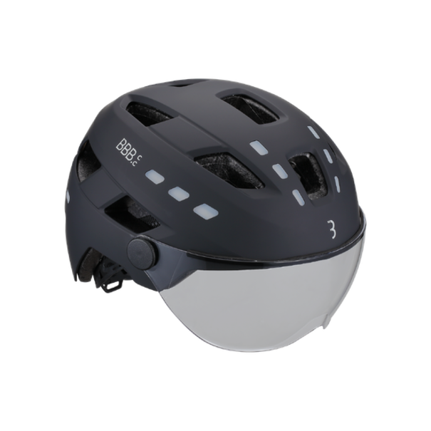 BBB BHE-163 DISTRICT LED FACESHIELD HELM M/L 54-60CM IN MAT ZWART